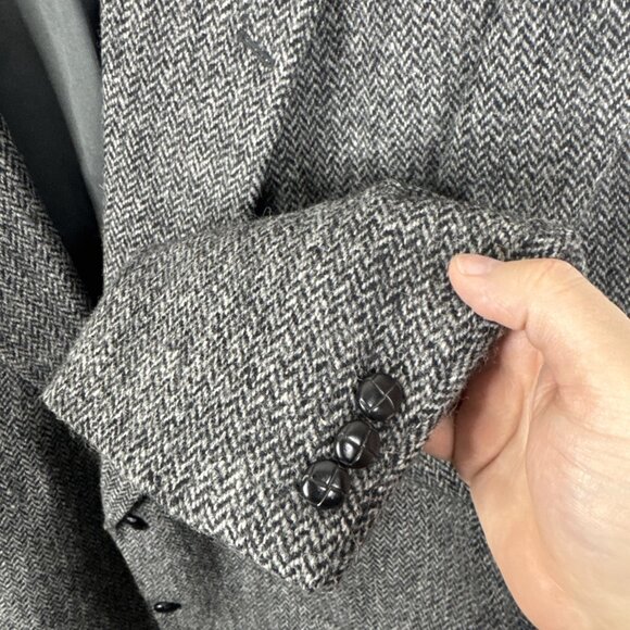 Harris Tweed Men 48 Gray Herringbone Wool Sport Coat Blazer Scottish - Picture 2 of 8